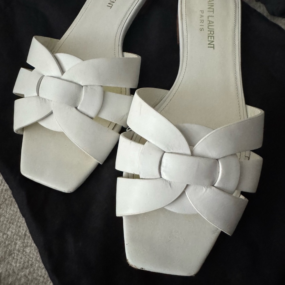 COPY - Saint Laurent White Sandals with Woven Design - Picture 2 of 7